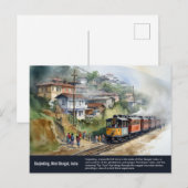 Carte Postale Darjeeling Inde | Aquarelle de voyage (Devant / Derrière)