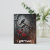 Carte Postale Dark Gothic Raven and Roses Mural Birthday (Debout devant)