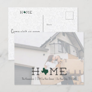 Carte Postale Dark Green HOME Texas Moving Faire-part