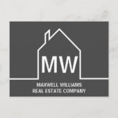 Carte Postale Dark Grey Société Immobilier Monogram Realtor (Devant)