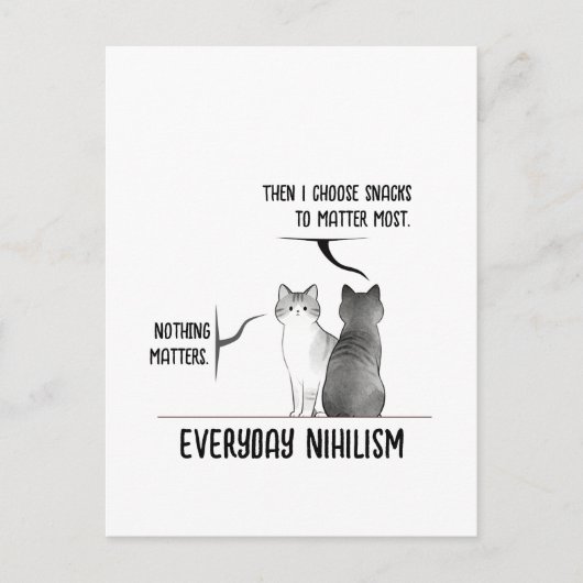 Carte Postale Dark Humor Cat Everyday Nihilism Quote Introvert  (Devant)