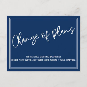 Carte Postale Dark Navy Blue Changement de plans Reporté Mariage