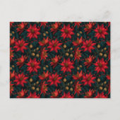 Carte Postale Dark Red Christmas Floral Pattern (Devant)