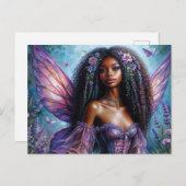 Carte Postale Dark-Skinned Fairy In Purple Floral (Devant / Derrière)