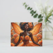 Carte Postale Dark-Skinned Fairy With Afro - Orange Floral (Debout devant)
