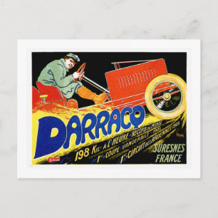 Carte Postale Darracq ~ Publicité ancienne pour voiture français