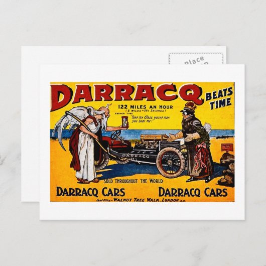 Carte Postale Darracq - Publicité automobile Vintage (Devant / Derrière)