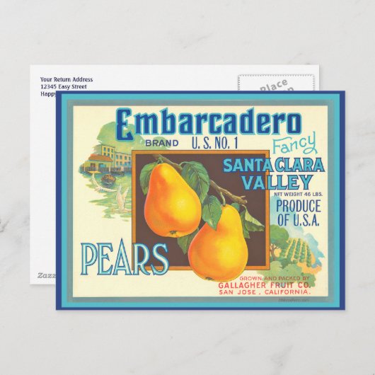 Carte postale d'art à l'étiquette panoramique vint (Devant / Derrière)