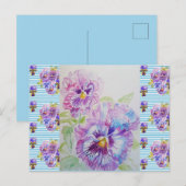 Carte postale d'art à rayures bleues pastel de pen (Devant / Derrière)