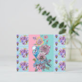 Carte postale d'art à rayures bleues pastel Shabby (Debout devant)