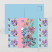 Carte postale d'art à rayures pastel bleu dans le  (Devant / Derrière)