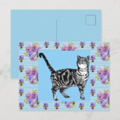 Carte postale d'art à rayures pastel de chat tigré (Devant / Derrière)