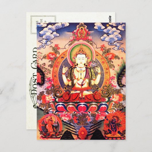 Carte postale d'art bouddhiste tibétain (Devant / Derrière)