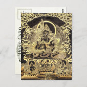Carte postale d'art bouddhiste tibétain noir et or (Devant / Derrière)