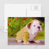 Carte postale d'art chiot Bulldog (Devant / Derrière)