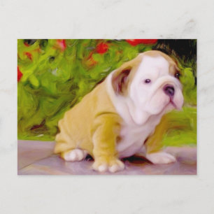 Carte postale d'art chiot Bulldog
