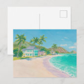 Carte postale d'art côtier à l'aquarelle (Devant / Derrière)