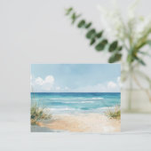 Carte postale d'art côtier de plage à l'aquarelle (Debout devant)