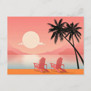 Carte postale d'art côtier minimaliste de plage au