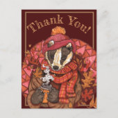 Carte postale d'art de Blaireau Automnal Cosy (Devant)