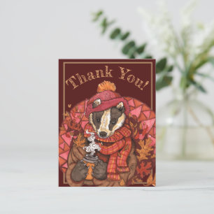 Carte postale d'art de Blaireau d'Automne Cosy