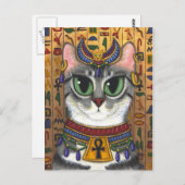 Carte postale d'art de chat de Bastet d'Egyptienne (Devant / Derrière)