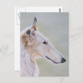 Carte postale d'art de chien "Borzoi" (Devant / Derrière)
