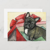 Carte postale d'art de chien Bouledogue Français (Devant / Derrière)