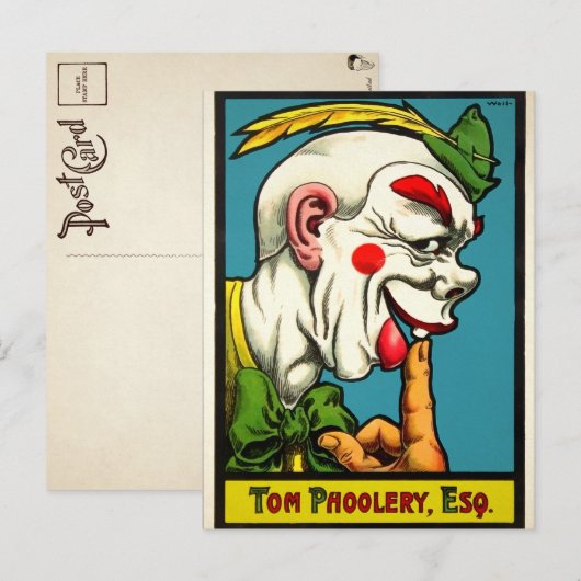 Carte postale d'art de clown vintage (Devant / Derrière)