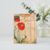 Carte postale d'art de collage de fleurs de pavot  (Debout devant)