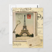 Carte postale d'art de collage de la Tour Eiffel v (Devant / Derrière)