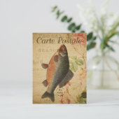 Carte postale d'art de collage de poissons vintage (Debout devant)