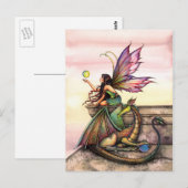 Carte postale d'art de dragon et de fée par Molly (Devant / Derrière)