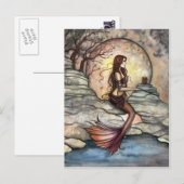 Carte postale d'art de fantasy de sirène de lagon (Devant / Derrière)
