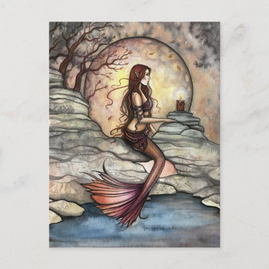 Carte postale d'art de fantasy de sirène de lagon (Devant)