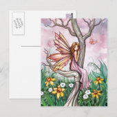 Carte postale d'art de fée aux fleurs mignonnes du (Devant / Derrière)