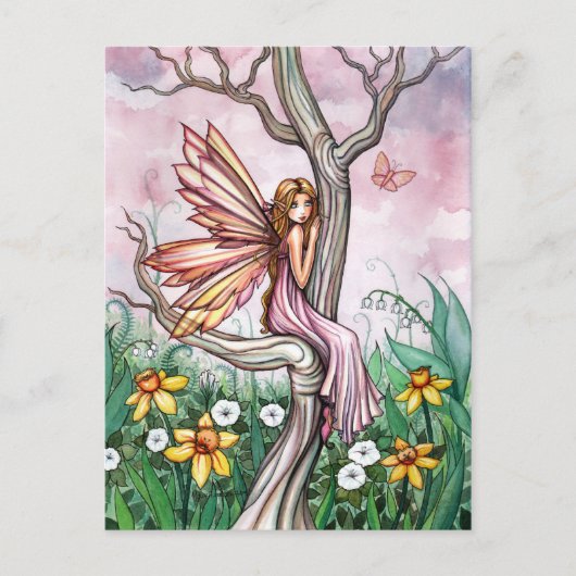 Carte postale d'art de fée aux fleurs mignonnes du (Devant)