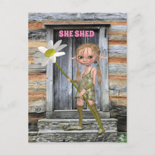 CARTE POSTALE D'ART DE FILLETTE ELFE MIGNONNE DÉTA