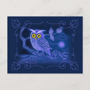Carte postale d'art de hibou bleu