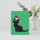 CARTE POSTALE D'ART DE NOËL DE CHAT NOIR MIGNON (Debout devant)