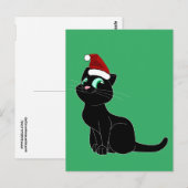 CARTE POSTALE D'ART DE NOËL DE CHAT NOIR MIGNON (Devant / Derrière)