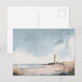 Carte postale d'art de phare à l'aquarelle  (Devant / Derrière)