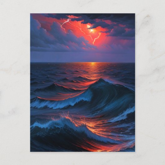 Carte postale d'art de tempête en mer (Devant)
