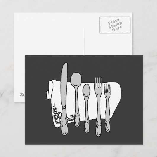 Carte postale d'art de vaisselle noir et blanc (Devant / Derrière)