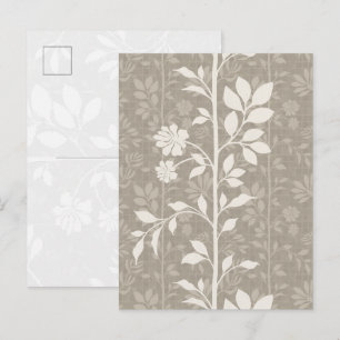 Carte postale d'art de vigne florale beige neutre