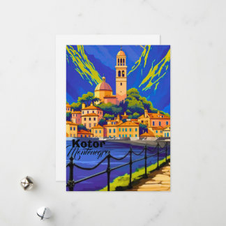 Carte postale d'art de voyage à Kotor Montenegro,