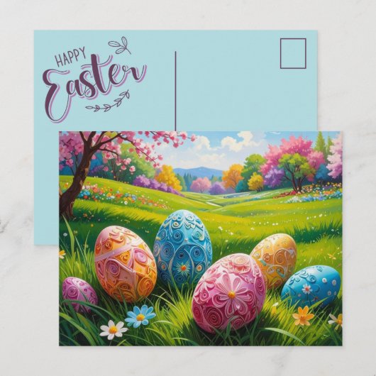 Carte postale d'art d'œuf de Pâques (Devant / Derrière)