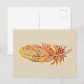 Carte postale d'art en plumes dorées (Devant / Derrière)