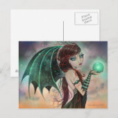 Carte postale d'art fantastique de fée vampire got (Devant / Derrière)