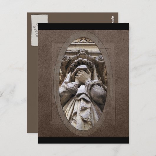 Carte postale d'art funéraire de pleurs (Devant / Derrière)